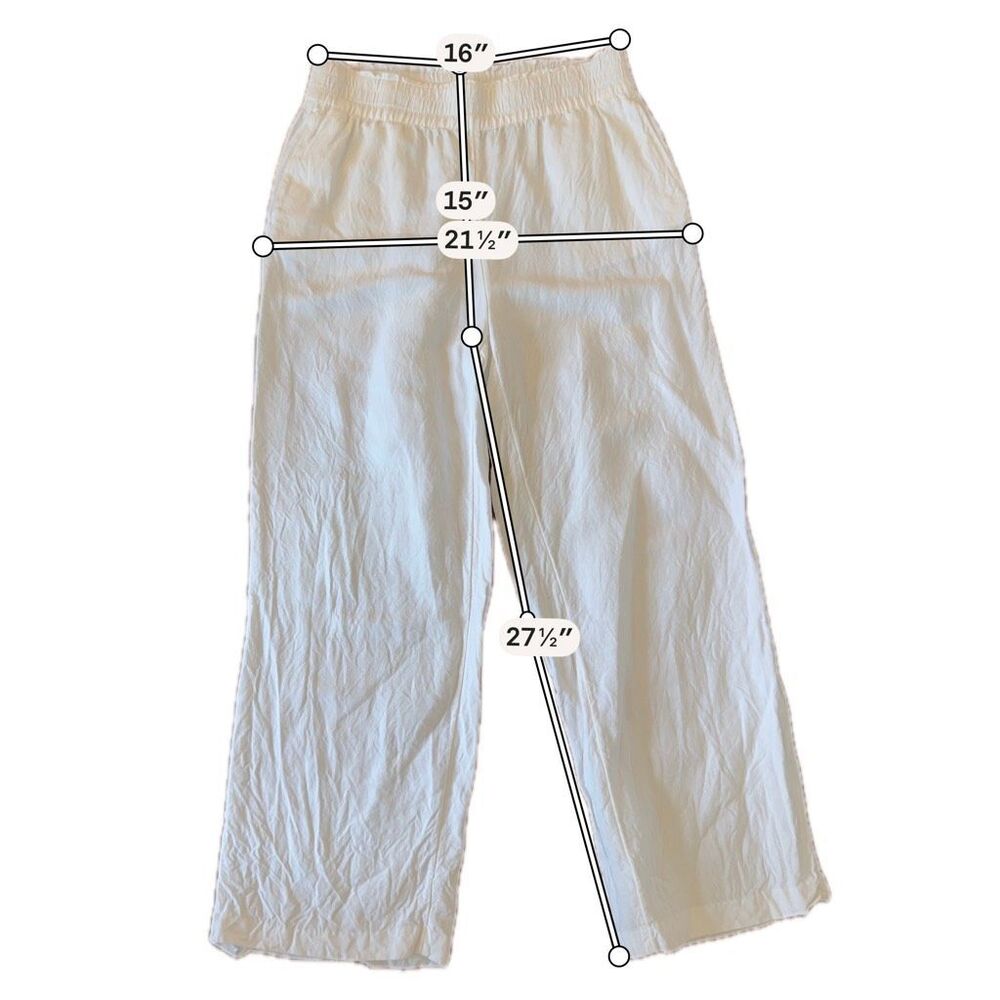 H&M linen blend wide leg pull on pant size M - Picture 3 of 6